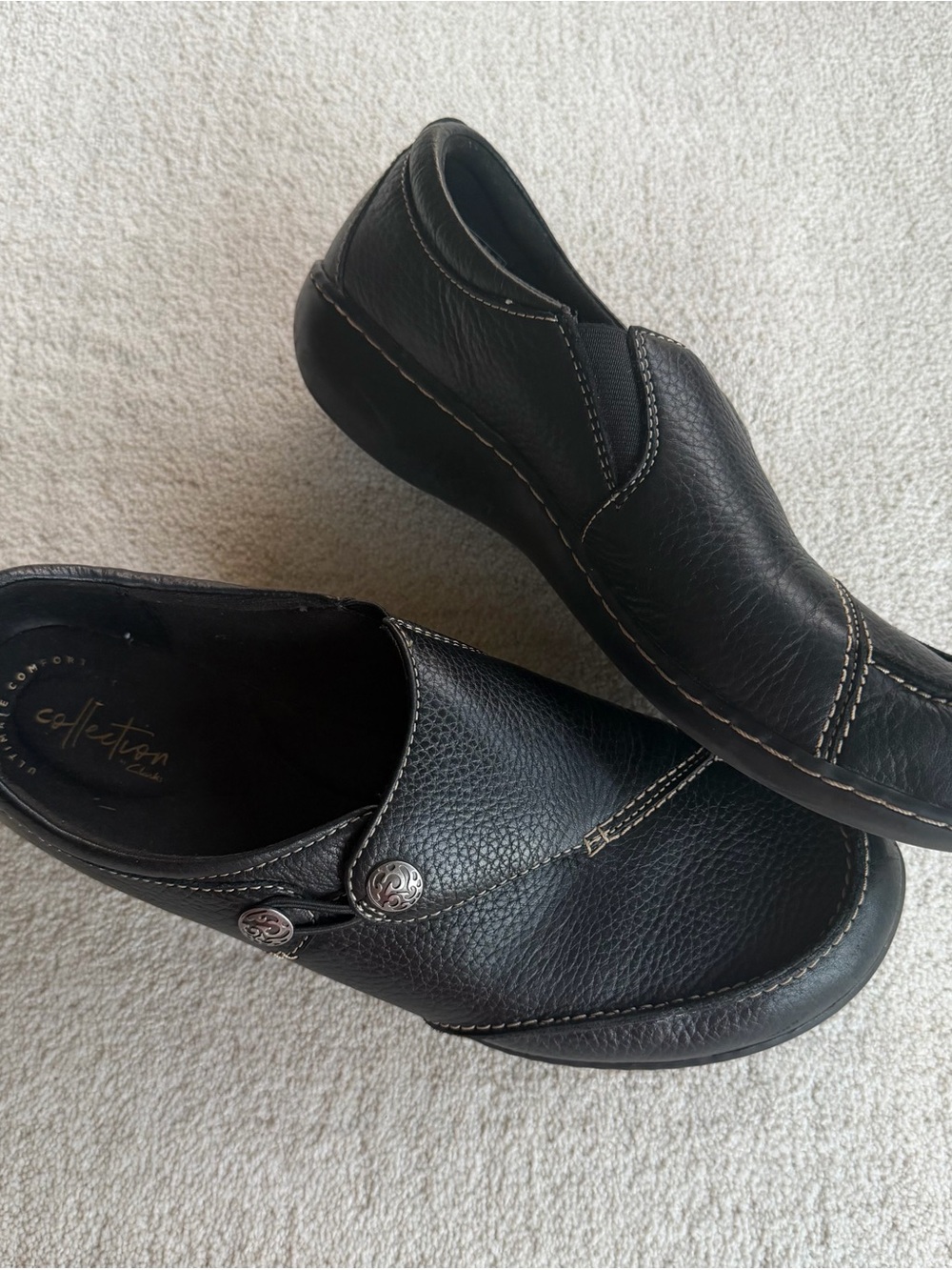 Clark’s Ashland Lane Q Women’s Comfort Loafer Black Leather 11 W